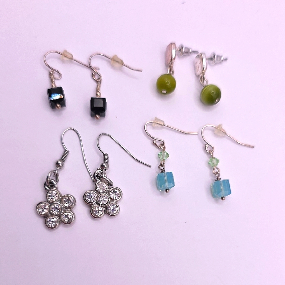 Dainty Assorted Crystals and Beads Earrings Lot